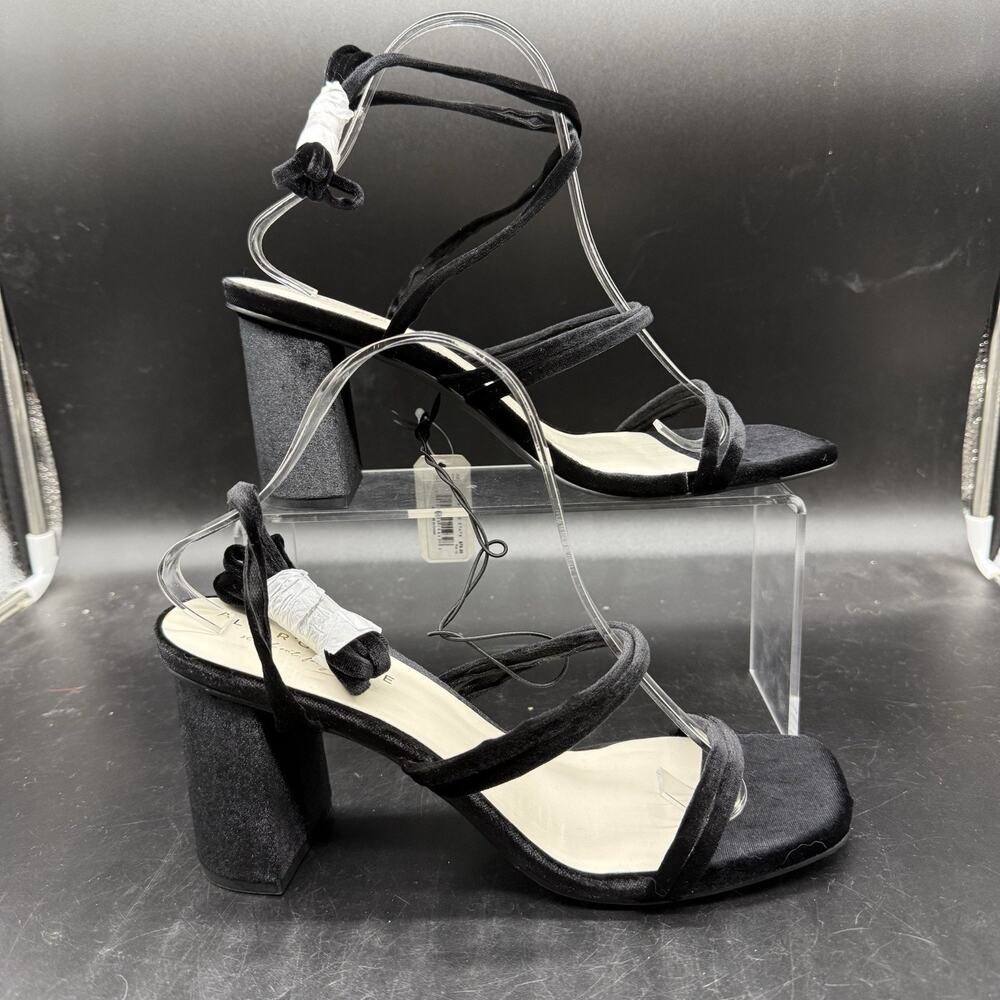 Altar'd State Brinley Black Velvet Block Heel Womens Size 10 NEW Strappy Ankle